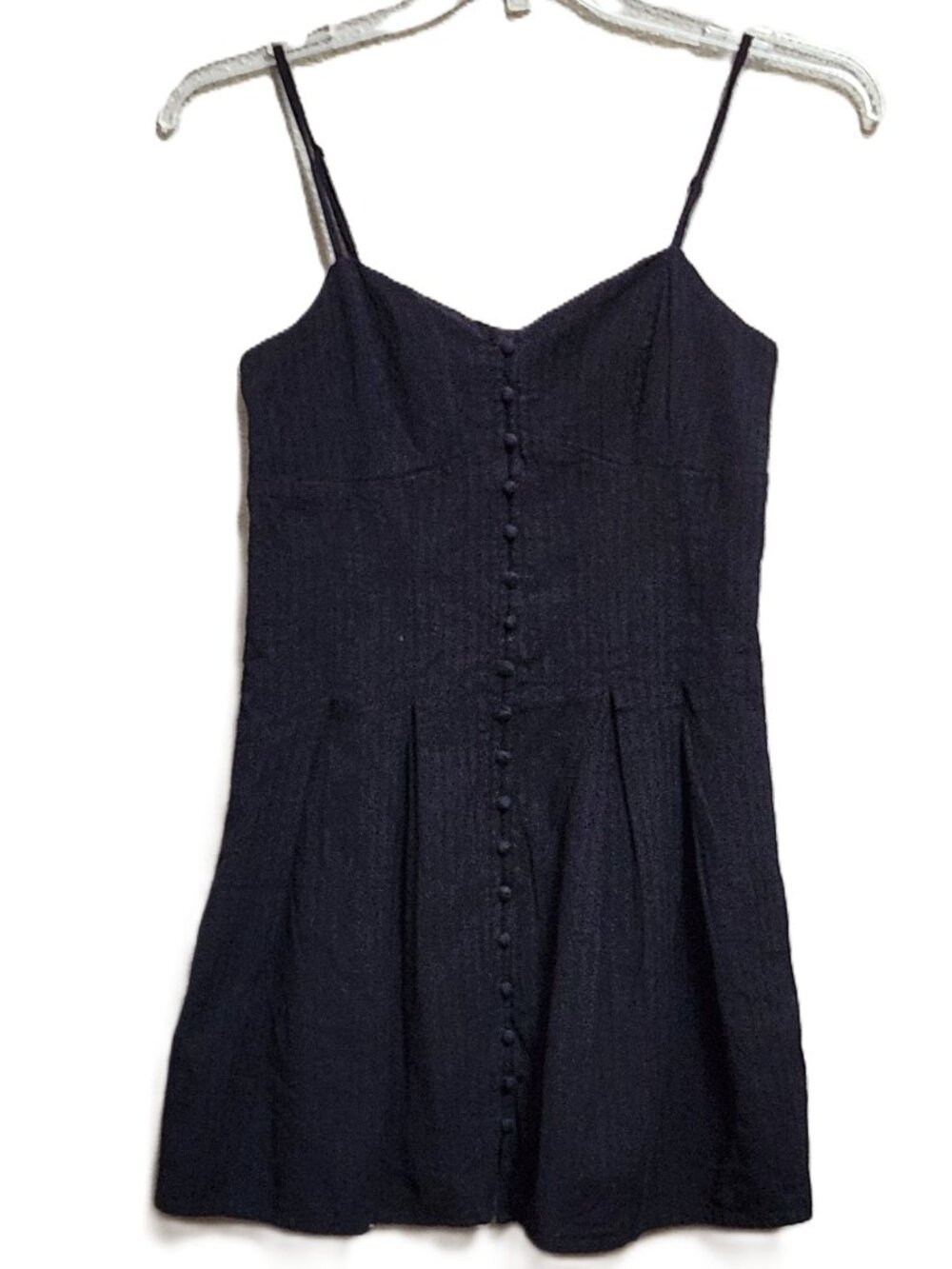 AMERICAN EAGLE Black Button Front Smocked Mini Sun Dress - Small - NWT NEW - Picture 1 of 5